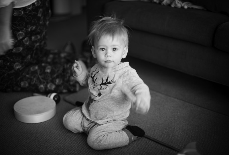 Aged 1 year with one of his favourite 1st bday presents